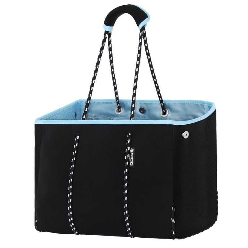 QOGiR Neoprene Multipurpose Beach Bag Tote with Inner Zipper Pocket (Pure Black, X-Large) - Image 1